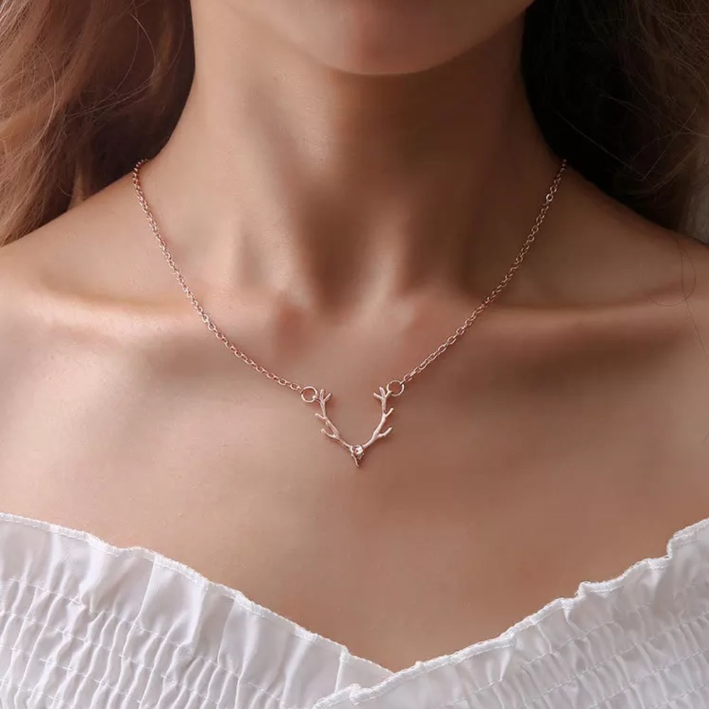• Kennedy • Dainty Antler Necklace - Picture 2 of 4